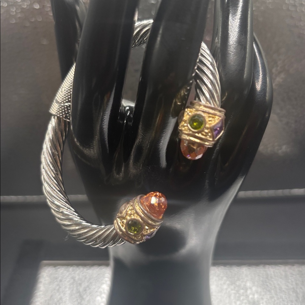 Silver and Gemstone Women's bangles $98.00 Each Citrine With Amethyst & Ruby - Picture 4 of 7